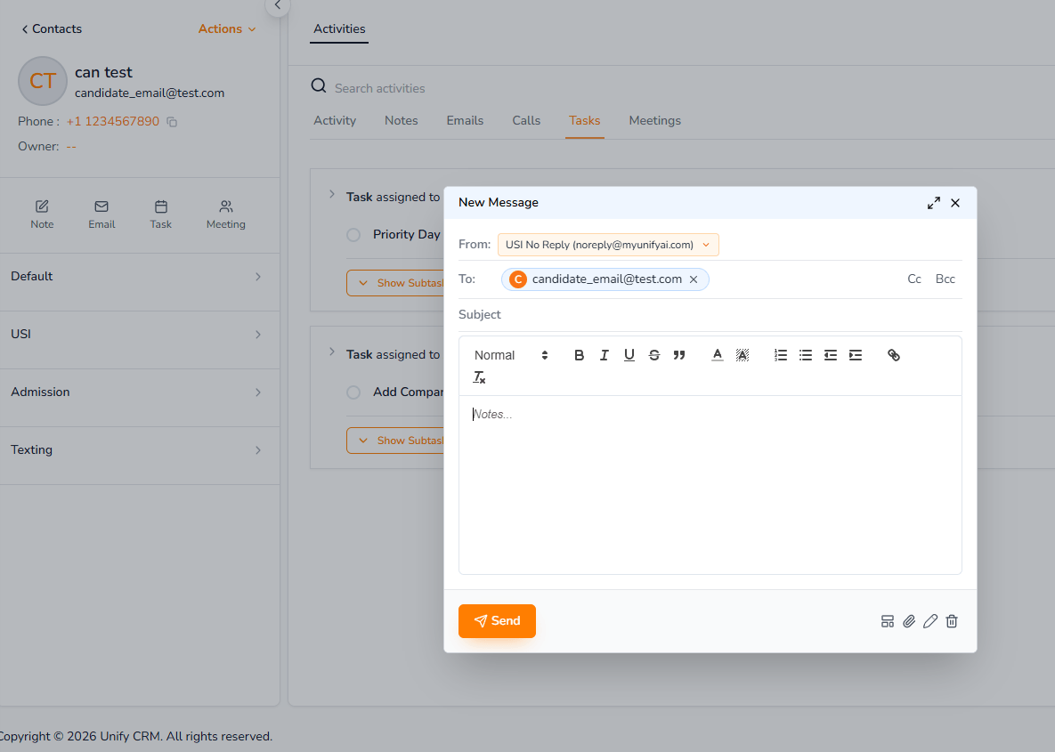 Customer Relationship Management Interface